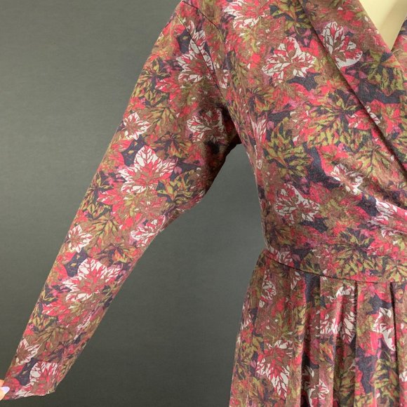 ❗️SOLD❗️80s Laura Ashley Leaf Print Long Sleeve Dress - Picture 6 of 14